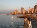 Beirut Corniche 15 Fishing Off The Corniche With Cafe L'Orient, Le Vendome Hotel, Marina Tower, Platinum Tower